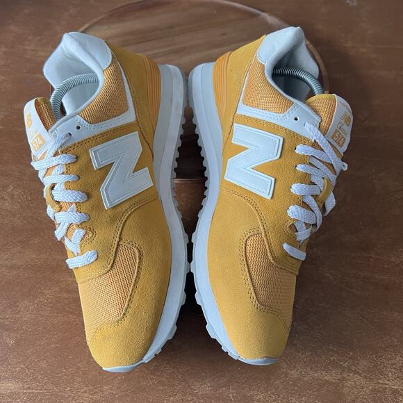 New Balance 574 Yellow White Suede Classic Running Shoes Sneakers Men's 10.5 - Picture 7 of 16